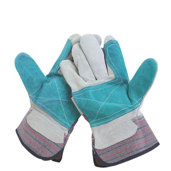 Cowhide leather Double Palm OS Gloves 1Pair for farming Outdoor Industrial work - Picture 8 of 10